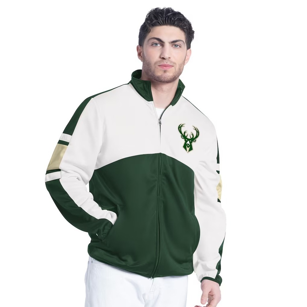 G-III®‎ (Men's 2XL) Milwaukee Bucks Warm Up™ Colorblock Full-Zip Track Jacket